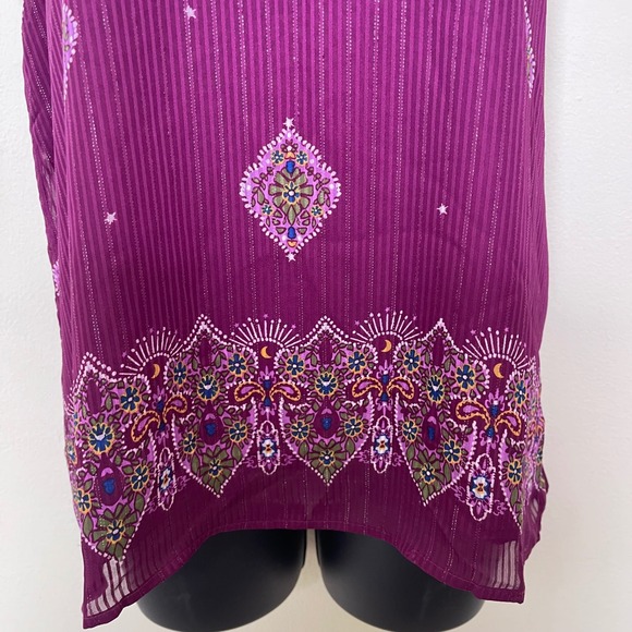 Loft Shimmer Stripe Mosaic Bow Back Halter Top Purple Paisley Womens S‎ NWT - Picture 4 of 10